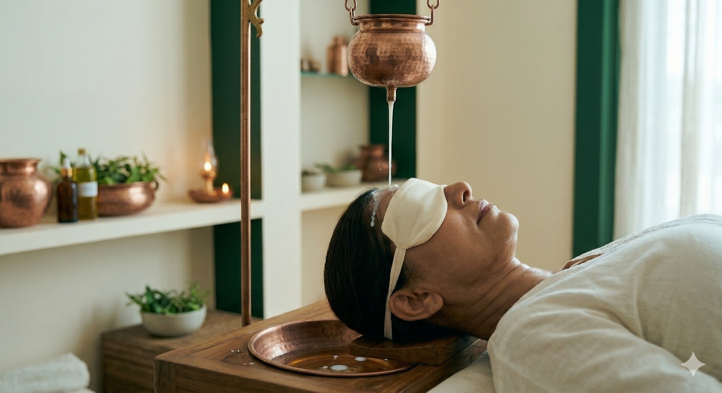 Takradhara therapy - medicated buttermilk stream therapy for stress, scalp health and cooling Pitta conditions